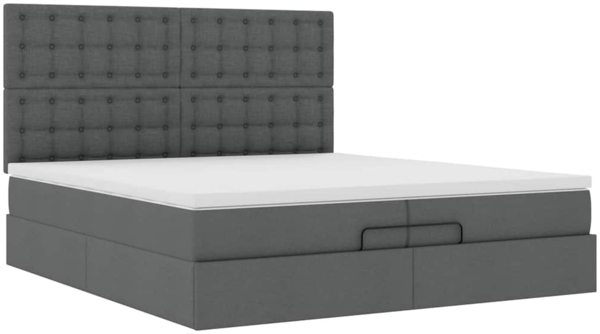 vidaXL Ottoman-Bett mit Matratzen Dunkelgrau 200x200 cm Stoff 3313349 Bild 5