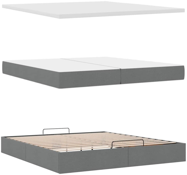 vidaXL Ottoman-Bett mit Matratzen Dunkelgrau 200x200 cm Stoff 3313349 Bild 7
