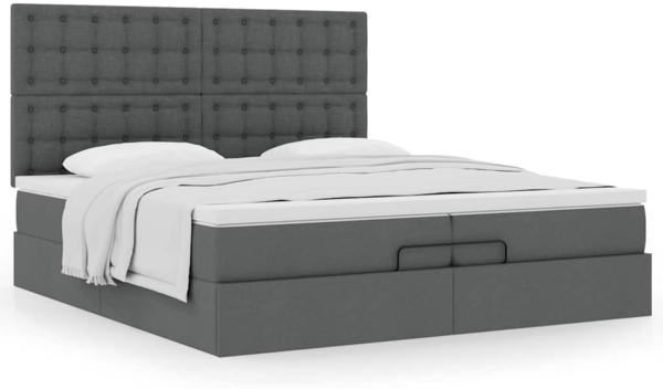 vidaXL Ottoman-Bett mit Matratzen Dunkelgrau 200x200 cm Stoff 3313349 Bild 4