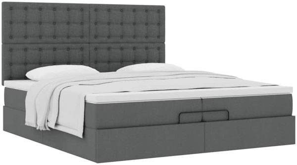 vidaXL Ottoman-Bett mit Matratzen Dunkelgrau 200x200 cm Stoff 3313349 Bild 3