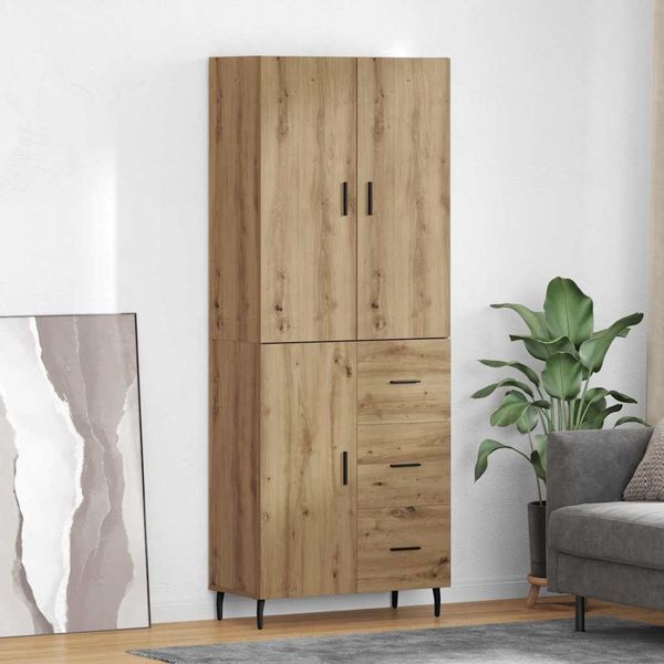 Highboard mit Schubladen 2 pcs, BuffetSchrank, Büroschrank Artisan-Eiche Holzwerkstoff