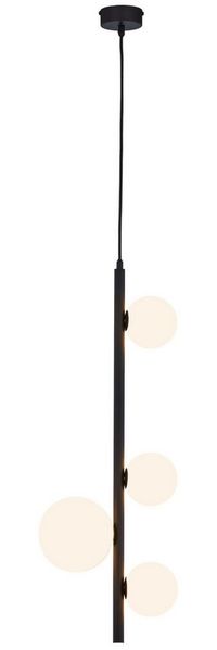 Licht-Erlebnisse Pendelleuchte BROTENE, ohne Leuchtmittel, Metall Glas G9 H: max. 130 cm Schwarz Weiß 4-flammig Kugelschirm