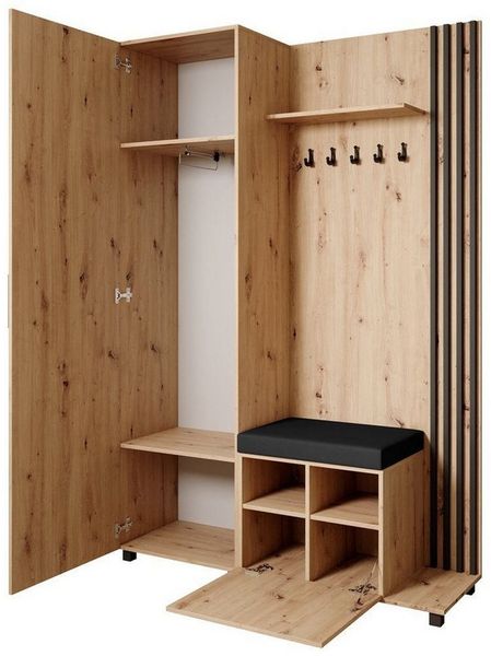 Beautysofa Garderoben-Set Livia – Design, Funktion und Ordnung in Perfektion, (Geräumiger Schuhschrank, mit praktischer Kleiderstange)