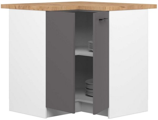 Raumhirsch Furniture Unterschrank Moderner Küchenunterschrank - Platzsparender Eckschrank - Küchenmodul (viele Farbvarianten - Maße 90 - 85 - 46 cm) 2 Türen, moderne Gestaltung, praktischer Stauraum