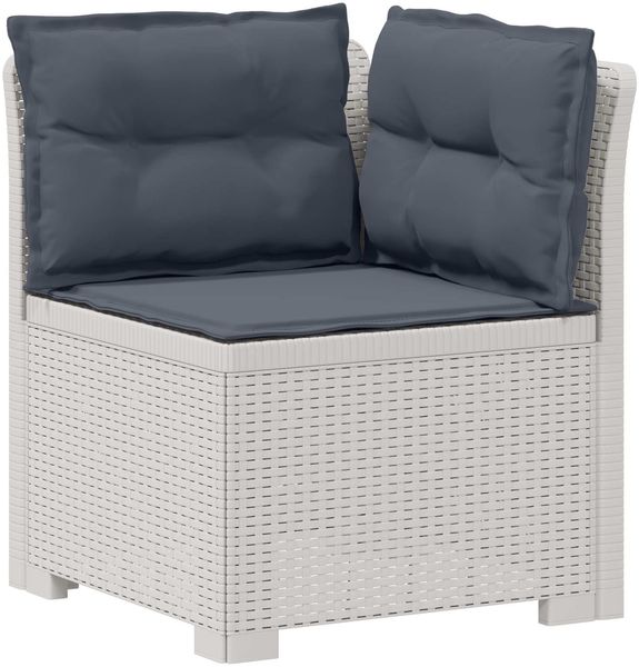 vidaXL 1-Sitzer Garten-Sofa mit Kissen Rattan-Look PP Weiß 8011843