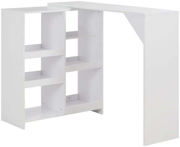 Bartisch, Stehtisch, Bistrotisch mit Beweglichem Regal Weiß 138x39x110 cm