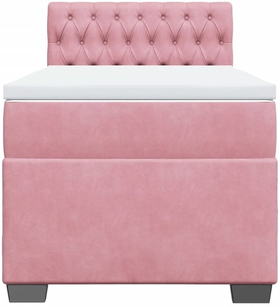 vidaXL Boxspringbett mit Matratze Rosa 90x200 cm Samt 3286221 Bild 4