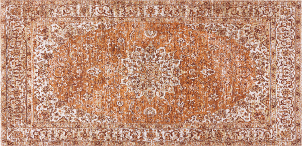 Teppich Baumwolle orange 80 x 150 cm orientalisches Muster Kurzflor HAYAT