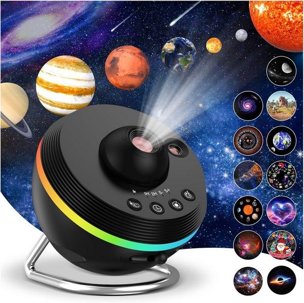 BlingBin LED-Sternenhimmel 4K HD Planetarium Projektor, 360°Drehung Galaxy Projector, Meteor Star Projektor Galaxy Light mit Timing, Farbwechsler, Skylight Nachtlicht mit Wandlampe für Kinderzimmer Schlafzimme