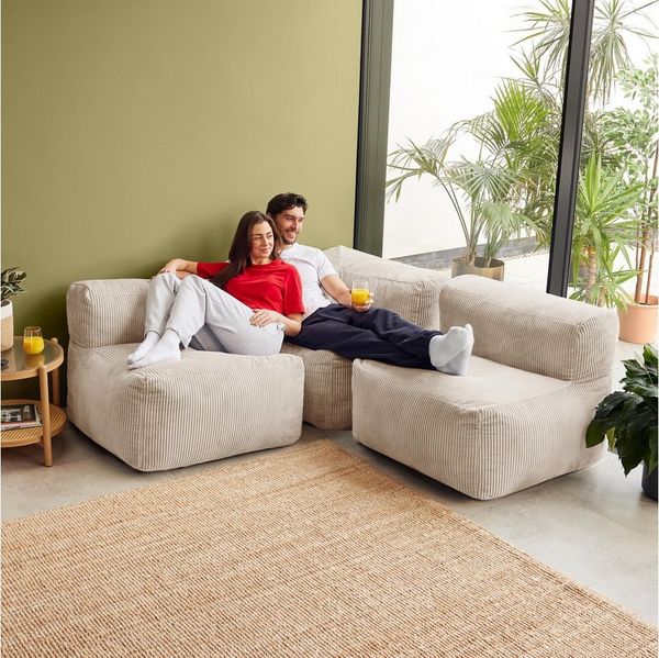 icon Sofa Modulares Ecksofa 3 Sitzer aus Cord Flauschig „Zen“, Spar-Set, Schaumstoff Füllung, für Wohnzimmer, für Schlafzimmer