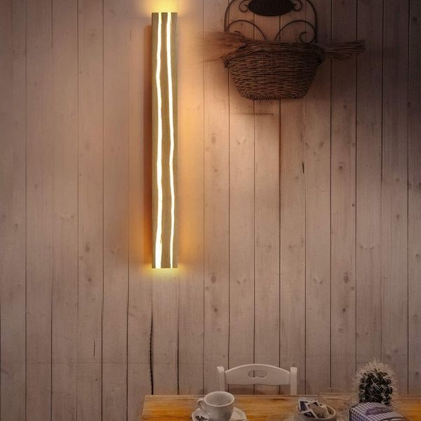 Nettlife Wandleuchte Innen Holz Holzmaserung Natürlichkeit, LED fest integriert, Warmweiß, Schlafzimmer Flur Treppe