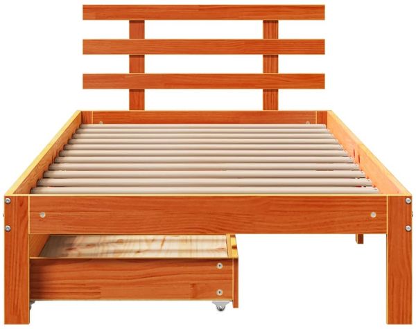 vidaXL Massivholzbett mit Schubladen Wachsbraun 100x200 cm Kiefer 3302026 Bild 4