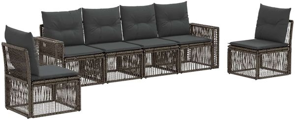 vidaXL Gartensofa-set 6 pcs Grau und Dunkelgrau Poly-Rattan 3435086