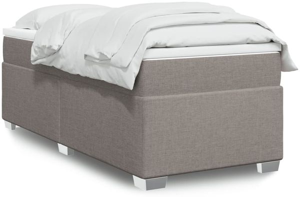 vidaXL Boxspringbett mit Matratze Taupe 90x200 cm Stoff 3285106