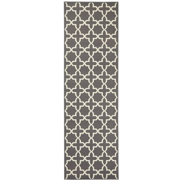 Kurzflor Teppich Läufer Glam Grau Creme - 80x450x0,9cm