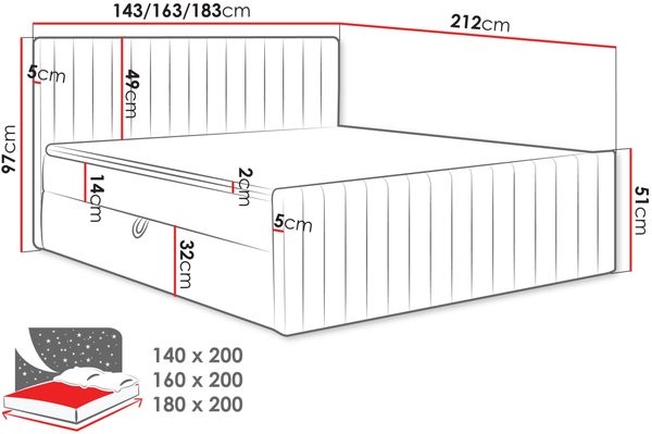 Boxspringbett Tirulo Fix (Farbe: Polo 891, Größe: 160 x 200) Bild 8
