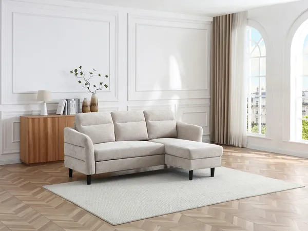 Vente-unique - VANERSI Sofa Stoff Beige - B 139 cm x H 90 cm x L 206 cm