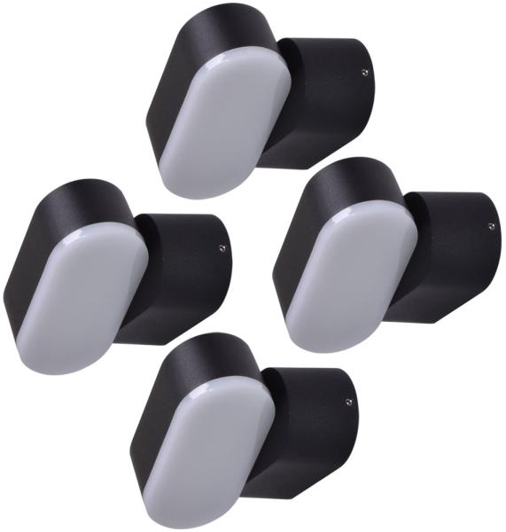 4er Set LED Wandlampe, schwarz, beweglich, B 11 cm