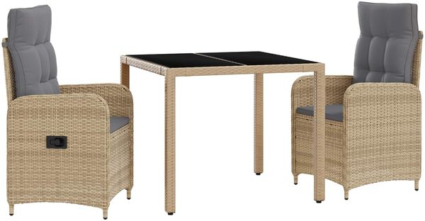 vidaXL Outdoortisch-Set 3 pcs Beige und Hellgrau 90 x 90 x 75 cm 3422334