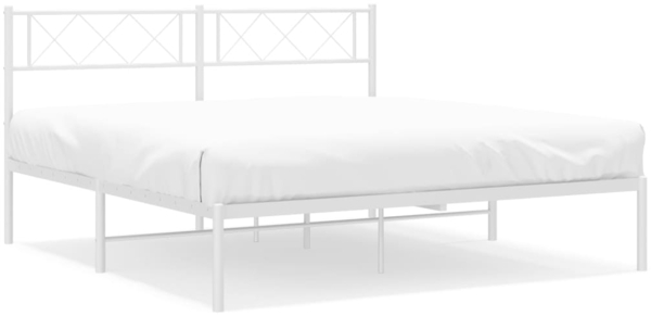 vidaXL Bettgestell mit Kopfteil, Metall, Weiß, 160x200 cm
