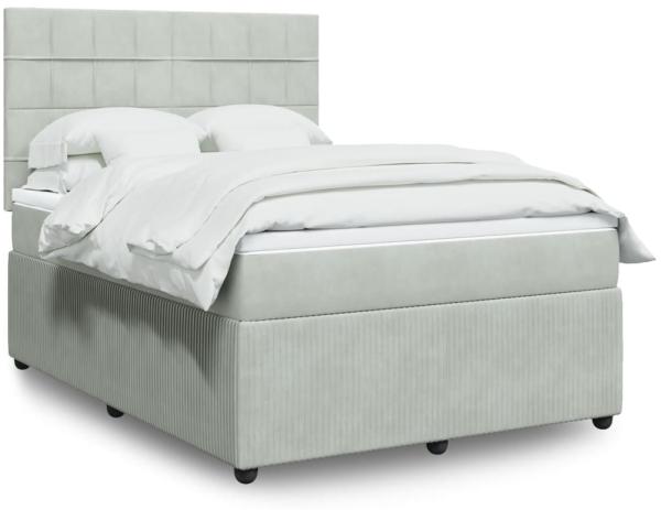 vidaXL Boxspringbett mit Matratze Hellgrau 160x200 cm Samt 3292382