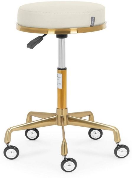 Physa Drehhocker Rollhocker höhenverstellbar 150 kg Beige / Golden Arbeitshocker mit, Beige, Golden