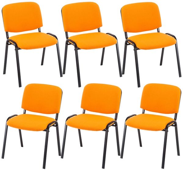 CLP 6er Set Besucherstuhl Ken Stoff stapelbar und mit robustem Metallgestell,orange