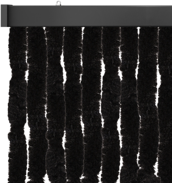 Flauschvorhang 90x200cm, perfekter Insekten- und Sichtschutz für Ihre Balkon- und Terrassentür, viele Farben Unistreifen schwarz