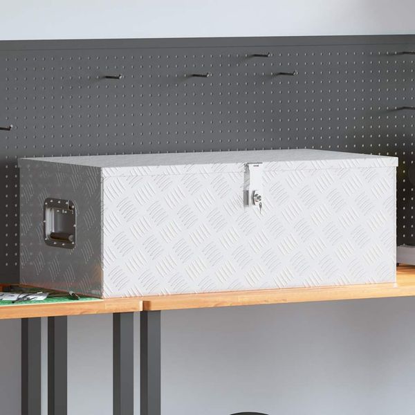 vidaXL Aufbewahrungsbox Silbern 90x47x33,5 cm Aluminium 152254