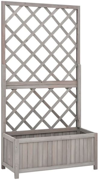 vidaXL Garten-Spalier mit Blumenkasten Grau 70x30x135 cm Tannenholz 316490