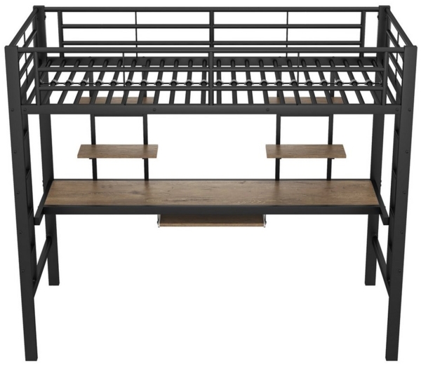 REDOM Bett Eisenbett, Bettgestell Metallbett, Hochbett mit Schreibtisch (Für Kinder, Jugendliche und Erwachsene, 90x200cm), Matratze nicht enthalten Bild 1