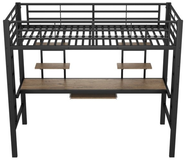 REDOM Bett Eisenbett, Bettgestell Metallbett, Hochbett mit Schreibtisch (Für Kinder, Jugendliche und Erwachsene, 90x200cm), Matratze nicht enthalten Bild 4