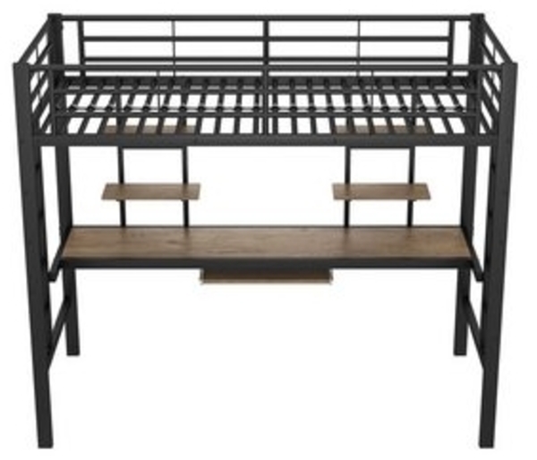 REDOM Bett Eisenbett, Bettgestell Metallbett, Hochbett mit Schreibtisch (Für Kinder, Jugendliche und Erwachsene, 90x200cm), Matratze nicht enthalten Bild 6