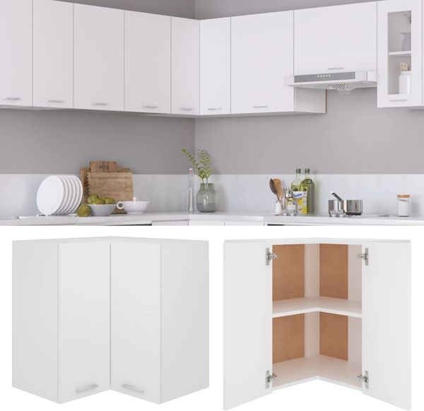 vidaXL Eckhängeschrank Lyon Weiß 57x57x60 cm Holzwerkstoff 802537 Bild 2