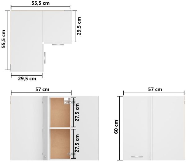 vidaXL Eckhängeschrank Lyon Weiß 57x57x60 cm Holzwerkstoff 802537 Bild 9