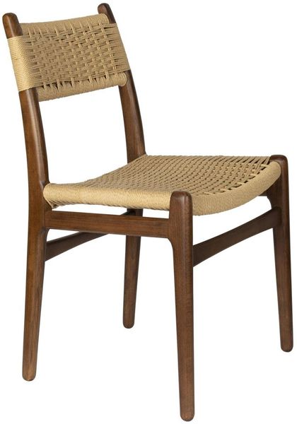 Dutchbone Stuhl Cecile Walnut: Holz & Geflecht im Retro-Look