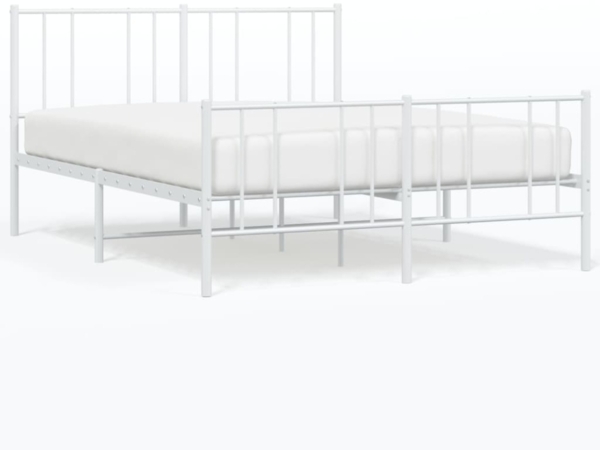 vidaXL Bettgestell mit Kopf- und Fußteil Metall Weiß 140x190 cm 352547 Bild 4