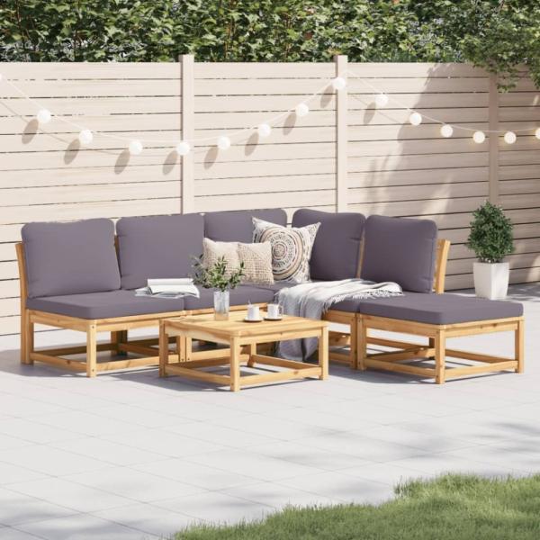 vidaXL 6-tlg. Garten-Lounge-Set mit Kissen Massivholz Akazie 3214324