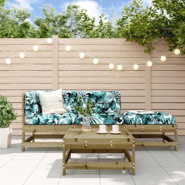 vidaXL 4-tlg. Garten-Lounge-Set mit Kissen Kiefernholz Imprägniert 3186031