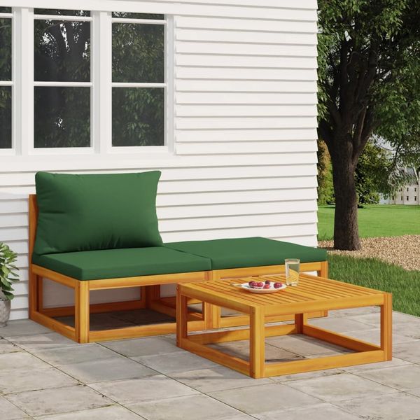 vidaXL 3-tlg. Garten-Lounge-Set mit Kissen Massivholz Akazie 360017