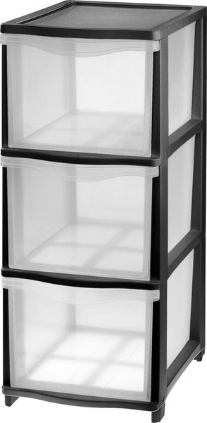 Tontarelli Schubladenturm Cover Line mit Rollen 3x13,5 L schwarz Schubladenbox