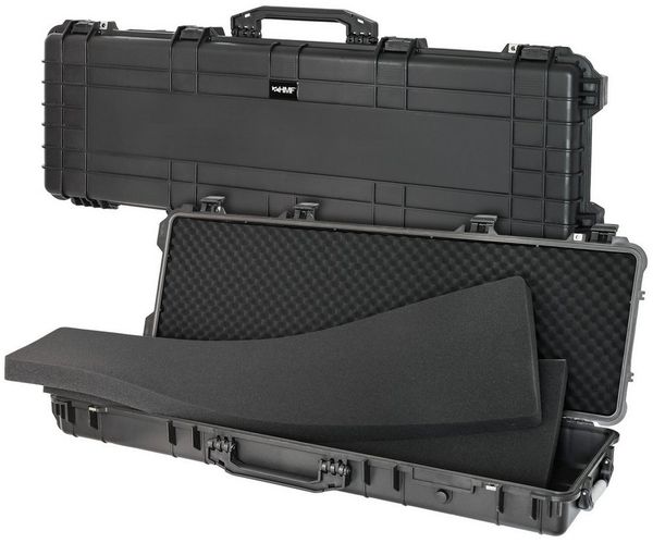 HMF Transportbehälter Outdoor Transportkoffer ODK200 – Wasserdichter IP67, Hartschalenkoffer mit Rasterschaumstoff, 123 x 41 x 15,5 cm, Schwarz