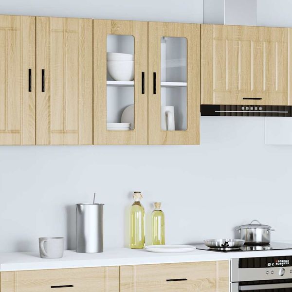 vidaXL Küchen-Hängeschrank mit Glastür Porto Sonoma-Eiche 854150