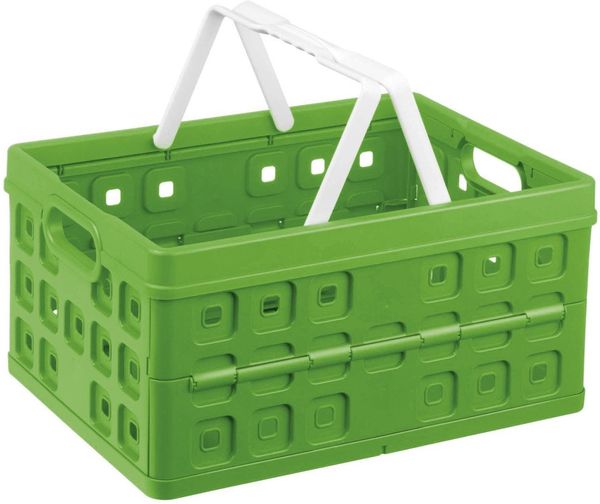 Sunware Klappbox Square 32 L grün/weiß Einkaufsbox Einkaufskorb mit Griffen