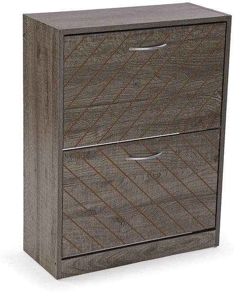 Versa Niall Schuhregal im rustikalen Stil, Maße (H x L x B) 74,5 x 57 x 24 cm, Grau
