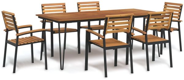 vidaXL 7-tlg. Garten-Essgruppe Massivholz Akazie und Metall 3155420
