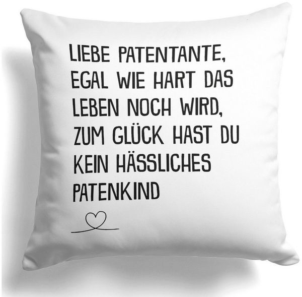 22Feels Dekokissen Patentante Geschenk Patin Taufpatin Geburtstag Weihnachten Deko Frauen, Deko mit Persönlichkeit
