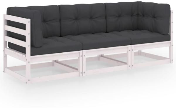vidaXL 3-Sitzer-Gartensofa mit Kissen Kiefer Massivholz 3076370