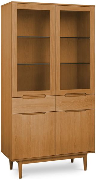 Vitrine Enimeta 190cm Eiche Natur - 4 Türen, 2 Schubladen, LED & Soft-Close