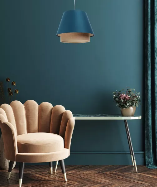 BPS Koncept 0SE0-022 Hängeleuchte SENSEI Satin auf PVC-Kunststoff blau, beige 1xE27 60W H:117cm Ø40cm dimmbar